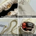 thumbnail image 3 of Bolso de hombro de la moda del bolso de mano del cuero de la PU de la cuerda que tira, bolso del cubo del hombro de la textura del bolso de cadena rómbica beige, 3 of 5
