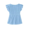 thumbnail image 5 of Ovbmpzd Summer Going Out Tops for Women Crochet Light Blue Casual V-Neck Classic Fit Short Sleeve Blouses & Tops Work Tops for Women,L, 5 of 6