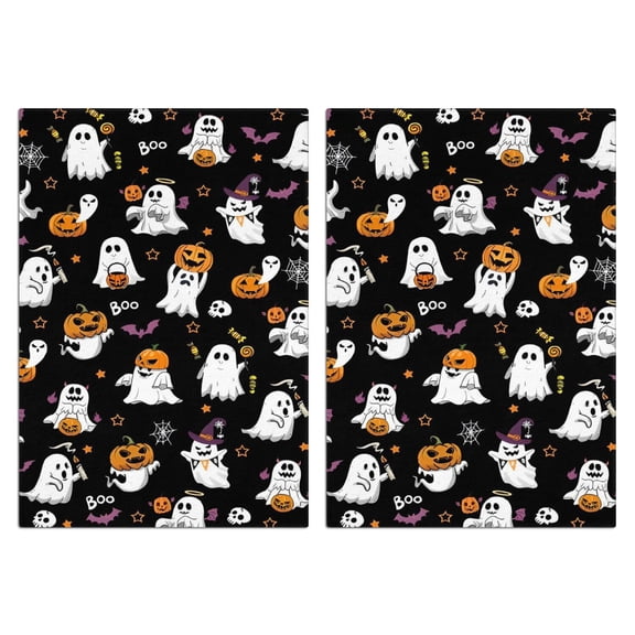 2 Pcs Funny Kitchen Towels,Black Halloween Ghosts and Pumpkins Microfiber Dish Towels,Kitchen Tea Towels,Kitchen Towel Set (18" X 26")