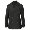 thumbnail image 3 of Ma Croix Mens Wool-Blend Classic Double Breasted Pea Coat with Detachable Turtle Neck Bib, 3 of 8