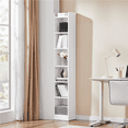 thumbnail image 2 of FullFurnique 7-layer Simple Slim Bookcase with Top Open Compartment, White, 2 of 9