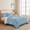 thumbnail image 5 of Quilts King Size, Vintage Sky Blue Starfish Soft Comforter Bedding Set for Bed, Summer Coastal Beach Marine Life Lightweight Quilted Bedspread with Pillow Cover(2 Pieces) for All Season, 96x106 Inch, 5 of 9
