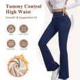 thumbnail image 2 of CoKate Women's Fleece Lined Flare Leggings with Pockets High Waisted Thermal Bootcut Yoga Pants for Winter, 2 of 7