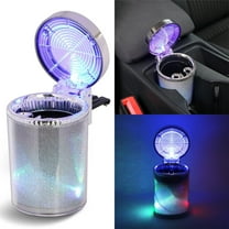 Car LED Light Ashtray, EEEkit Portable Car Ashtray with Lid, Stand Cylinder Smokeless Ash Tray, Mini Car Trash Can Auto Ashtray for Universal Cup Holder