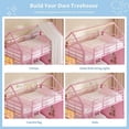 thumbnail image 3 of Floor Bunk Bed Twin over Twin Size with 6 Storage Drawers and LED Lights, L-Shaped Low Bunk Bed Frame with Open Storage Box, Safety Guardrail & Ladder, House Shaped Metal Bunk Beds for 2 Teens, Pink, 3 of 9