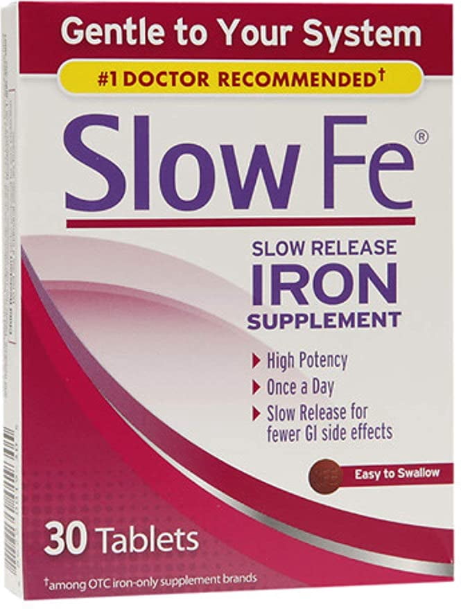 Slow Fe Slow Release Iron, Tablets 30 ea Pack of 6