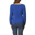 thumbnail image 3 of INSPIRE CHIC Women's Square Neck Casual Solid Long Sleeve Blouse Top for Work and Weekend S Royal Blue, 3 of 5