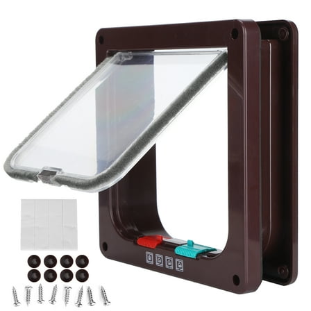 car lock flap door cat flap door plastic small pet door household pet supplies, cat lock flap door, cat flap door is equipped with a buckle slot, can be fixed soft waterproof brush