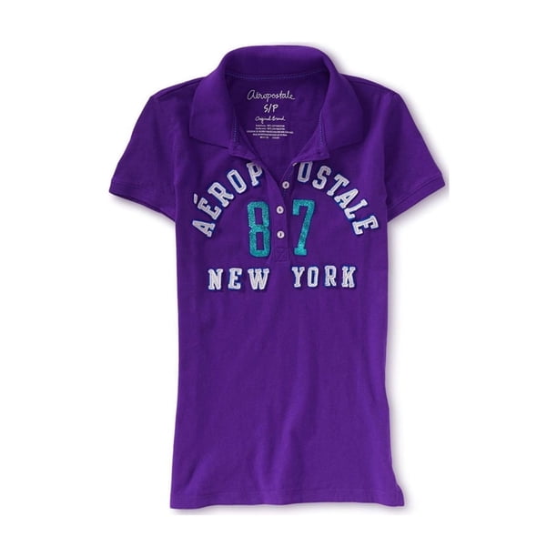 Aeropostale Womens 87 New York Polo Shirt, Púrpura, Small Aeropostale Polo