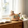 thumbnail image 5 of Lumulena Hand-Painted Resin Cat Figurine, Boho Folk Art Cat Statue with Tassel, Multicolor Decorative Ornament for Shelf Mantel and Desk, Handmade Painted Art Pattern Decorative Ornaments, 5 of 7
