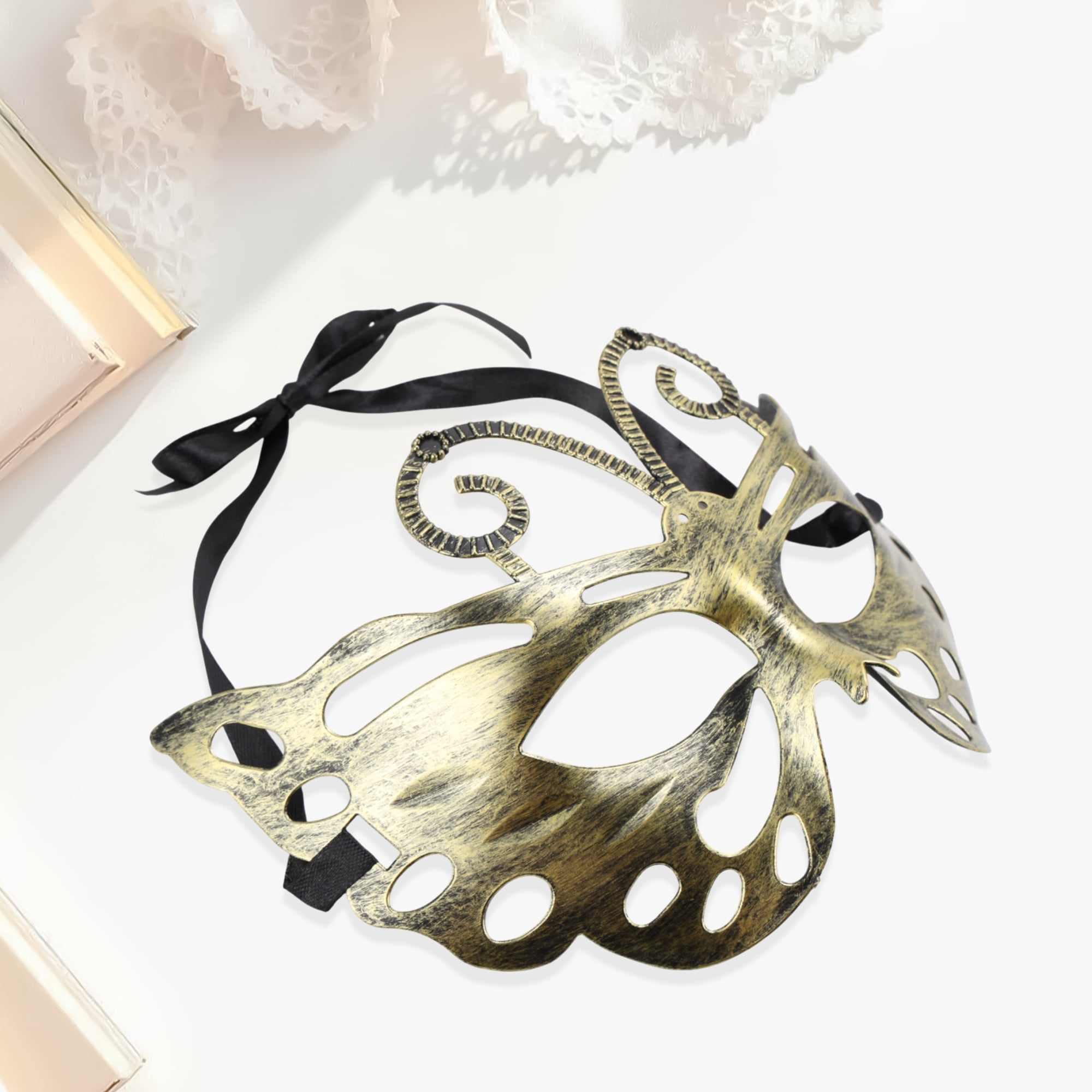 Unique Bargains 1 Pack Elegant Half-face Party Mask Gold Pattern 3