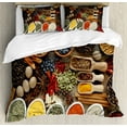thumbnail image 1 of Spice Duvet Cover Set Queen Size, Traditional Additives Placed into Bowls and Spoons Vivid Tones and Scents Diversity, Decorative 3 Piece Bedding Set with 2 Pillow Shams, Multicolor, by Ambesonne, 1 of 3