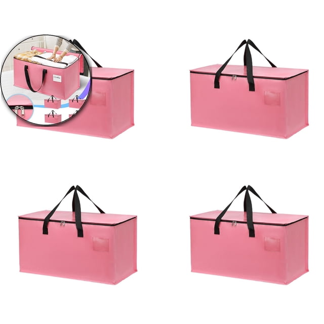 4-Pack Large Capacity Foldable Moving Storage Bags – 27x15x14 Inches, Durable Luggage Organizers for Clothes, Quilts, Blankets & Home Relocation