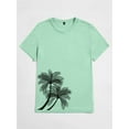 thumbnail image 3 of Whichone Men's Casual Streetwear Shirt Coconut Tree Graphic T-shirt XX-Large Mint Green, 3 of 8