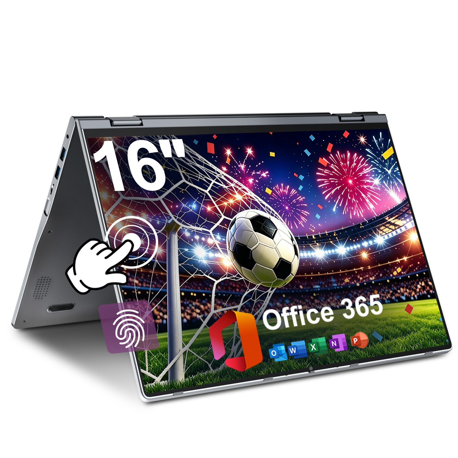 Jumper 16in 2 in 1 Laptop Touchscreen Windows 11, 16GB DDR4 640GB ROM Laptops Convertible Tablet Computer, 4-Core Intel Celeron Processor, 360° Flip, 1yr Office 365 Free
