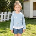 thumbnail image 2 of Child Girls Long Sleeve Shirts 18 24 Months 2T 3T 4T 5T 6T 7T 8T 9T 10T 11T 12T Girls Crewneck T-Shirt with Bow Decor and Ruffle Hem Tops For Girls Daily Wear, 2 of 7