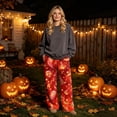 thumbnail image 2 of Garbnen Halloween Womens Flannel Pajama Pants Funny Ghost Pumpkin Graphic Womens Lounge Pants Soft Plush Fall Winter Warm Wide Leg Sleep Pants for Women, 2 of 6