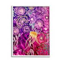 Stupell Industries Abstract Sea Life Patterns Abstract Painting White Framed Art Print Wall Art, 16 x 20