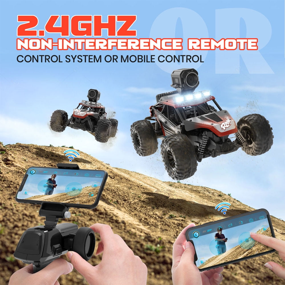 JoyStone RC Car with 1080P FPV Camera, 2.4Ghz Remote Control Car, 1:16 Scale Off-Road High Speed Remote Control Truck for Kids Adults 2 Batteries for 60 Min Play, Red