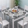 thumbnail image 3 of Black and White Geometric Quatrefoil Pattern Square Fitted Tablecloth with Elastic Edge,Square Table Cover,Washable Elastic Table Cover for Home Kitchen Party Decor 36"x36", 3 of 6