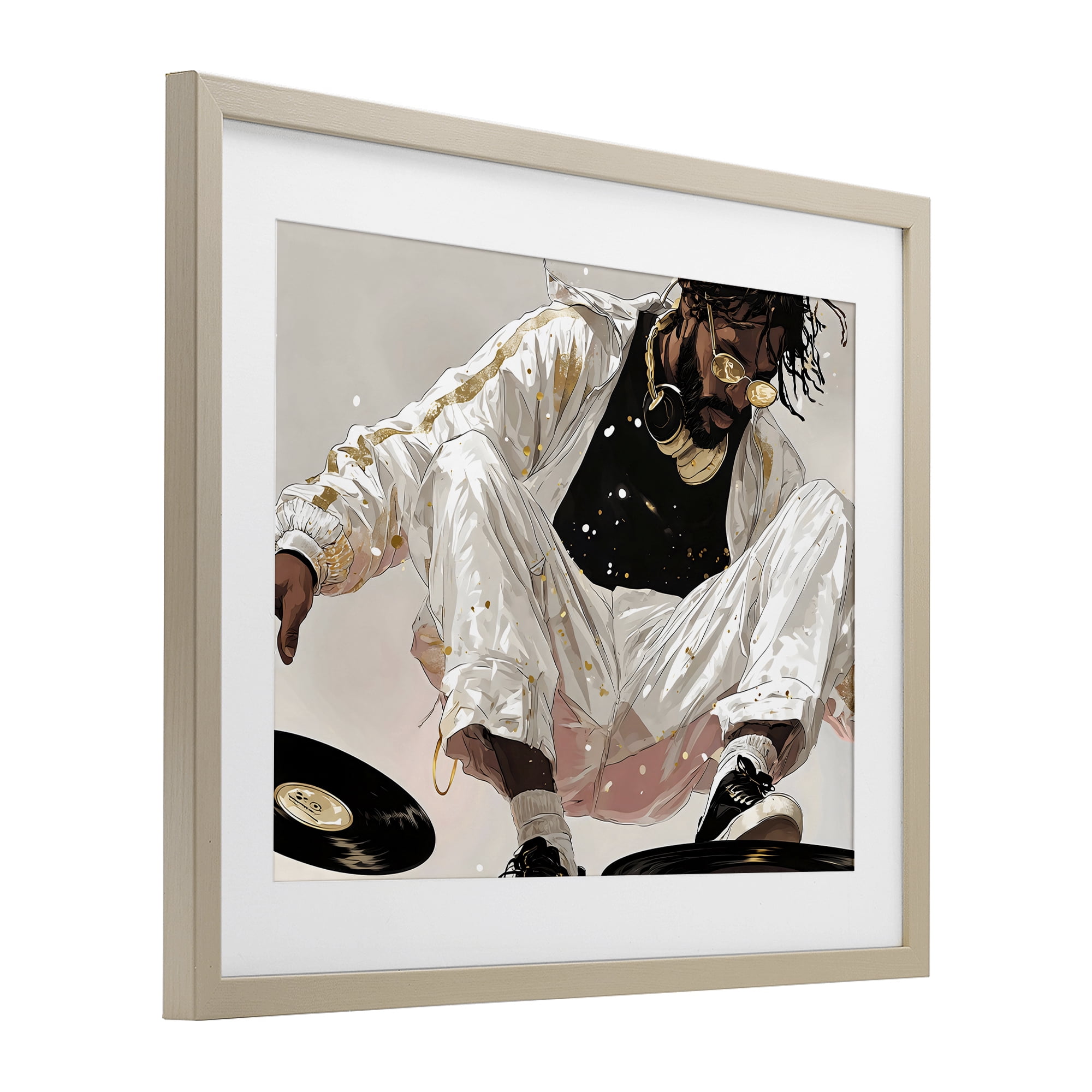 Stupell Industries Record Dance Stylish DJ Birch Framed Print Under Glass, design by Franklyn Gregory