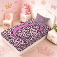 thumbnail image 5 of meiyoeat Glitter Leopard Print Letter C Twin Sheet Sets, Girls Teens, Pink Sparkle Monogrammed Bedding, 3pcs, 1 Flat Sheet, 1 Fitted Sheet and 1 Pillowcase, 5 of 6