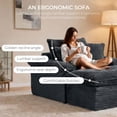 thumbnail image 6 of CARZZI LIFE 71 Inch Oversized Chaise Lounge Chair Indoor with Ottoman, Corduroy Boneless Cloud Couch Sleeper, Deep Seat Floor Sofa Bed and Reading Chair for Living Room (Dark Grey), 6 of 10