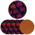 thumbnail image 2 of Paw Print 6PCS Round Microfiber Leather Coasters – Set of 6 Drink Coasters, 11x11 cm/4.3x4.3 in, Absorbent Coaster for Home and Kitchen, 2 of 6