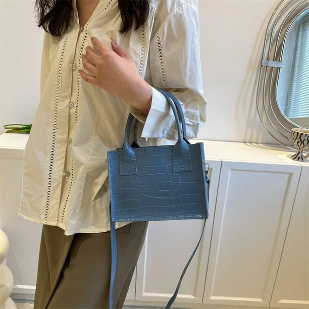Bolso de mujer PU cuero patrón de piedra Satchel bolsos bandolera (azul) Ndcxsfigh Para Estrenar