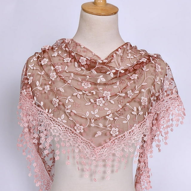 Toalla triangular clásica de color sólido hueca transpirable con encaje de primavera y otoño para mujer