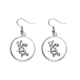 thumbnail image 1 of Slow But Sure Quote Ear Dangle Silver Drop Earring Jewelry Woman, 1 of 3