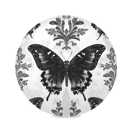 

Round Plate Mat 15.4x15.4 Inchesx4 Placemat Table Mat Kitchen Mat Coffee Mat Fabric Thick Strong Wear-Resistant Heat Resistance Black Beautiful Butterfly
