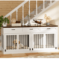 thumbnail image 3 of 70.86'' 2-Door Large Dog Crate with Removable Divider and 3 Storage Drawers – Ideal for Two Pets,White, 3 of 10