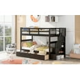 thumbnail image 3 of Espresso Twin Over Twin Bunk Bed w/ Storage Drawers - Solid Wood, Stairway Design for Bedroom/Dorm. Space-Saving, Durable, & Safe., 3 of 14