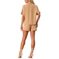 thumbnail image 3 of Allegra K Women's Shirts and Shorts Linen 2 Piece Outfits Casual Set M Khaki, 3 of 6