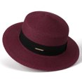 thumbnail image 2 of TFEOQRY Women's British Flat Top Straw Hat Wide Brim UV Sun Protection Breathable Foldable Sun Cap, 2 of 5