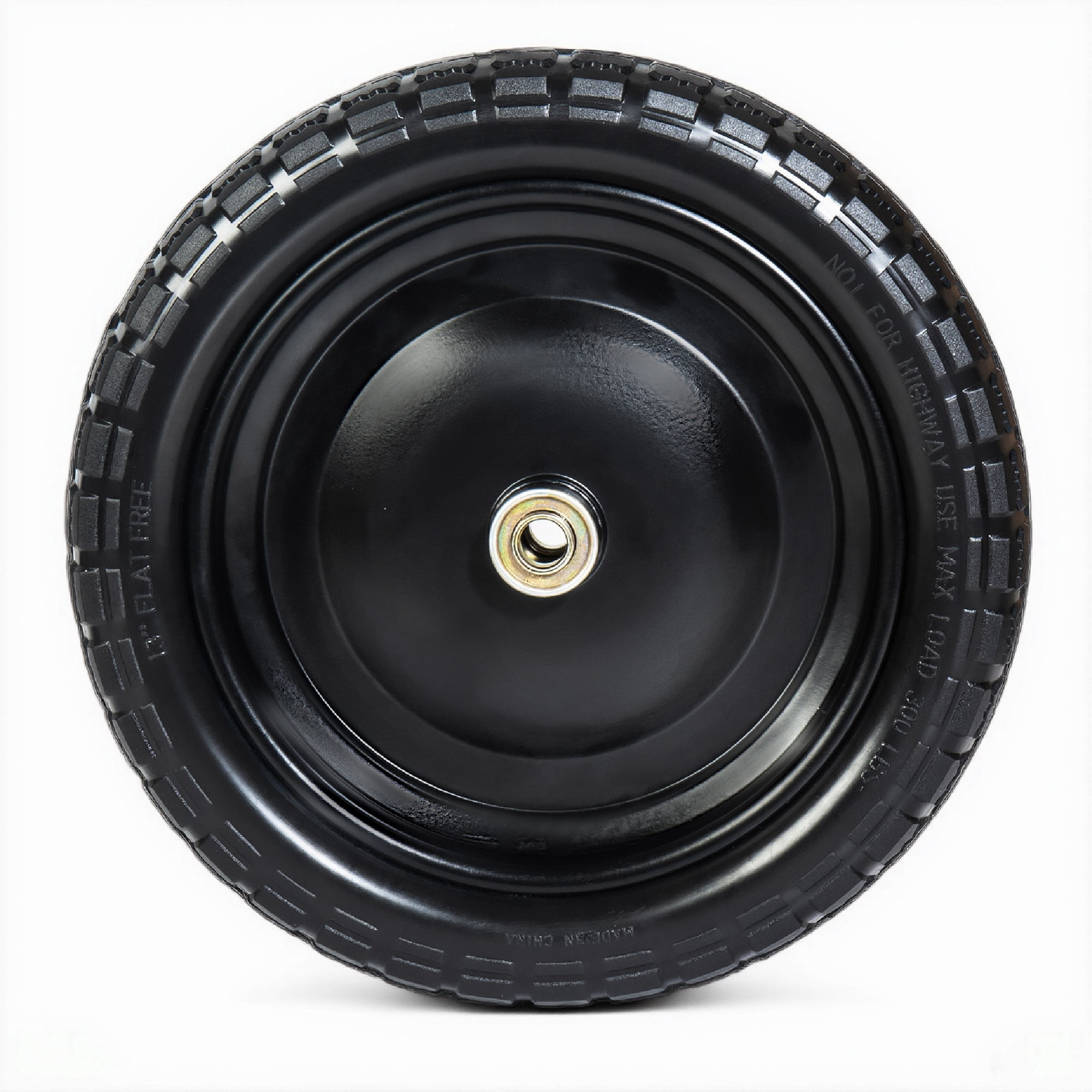 Leumius Set of 2 13" Solid Rubber Tires 4.00-6 Flat Free Wheels with 5/8" Bearings 2.2" Offset Hub Replacement for Hand Truck Wheelbarrow Garden Wagon Dolly Trailer Utility Cart