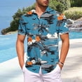 thumbnail image 2 of Men's Short Sleeve Hawaiian Shirt – Tropical Floral Lightweight Casual Aloha Tops for Beach & Summer Vacation Mens Button Down Shirt, 2 of 6