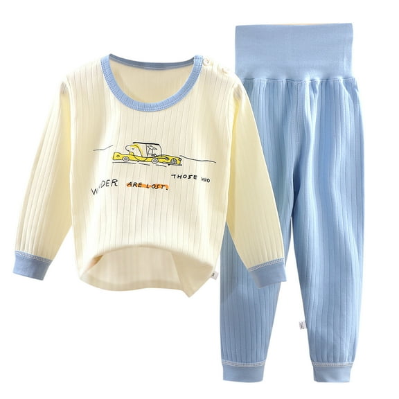 KTMKH Toddler Girls Boys Baby Soft Pajamas Toddler Cartoon Prints Hight Waist Long Sleeve Kid Sleepwear Sets For 18-24 Months