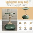 thumbnail image 6 of Round Side Table, Small Green End Table with Metal Pedestal, Modern Martini Table for Small Space Living Room, Bedroom, Easy Assembly 15" x 21.6" Drink Table, 6 of 14