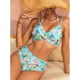 thumbnail image 3 of Charmo Women's Two Piece Bikini Set Mid Waisted Twist Front Bathing Suit Ruched Swimsuit, 3 of 5