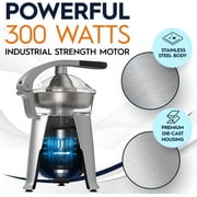 Eurolux Die Cast Stainless Steel Electric Citrus Juicer for Orange, Lemon, Grapefruit, 300 Watt