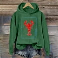 thumbnail image 3 of Crew Neck Sweatshirts Women Lobster Vintage Graphic Oversized Pullover Long Sleeve Solid Drop Sleeve Hoodied Fall Tops (Green,Small), 3 of 4