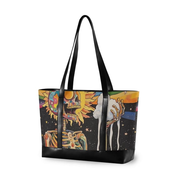 FORMRS Laptop Tote Bag for Women with 15.6" Computer Compartments Handbag, Bright Skeleton