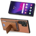 thumbnail image 5 of SaniMore for Samsung Galaxy S23 Ultra Case, PU Leather Carbon Fibre Anti-scratch Adjustable Stand Card Slots [RFID Blocking] Shockproof Anti-fall Anti-fingerprint Wallet Shell for Men Women, Brown, 5 of 10