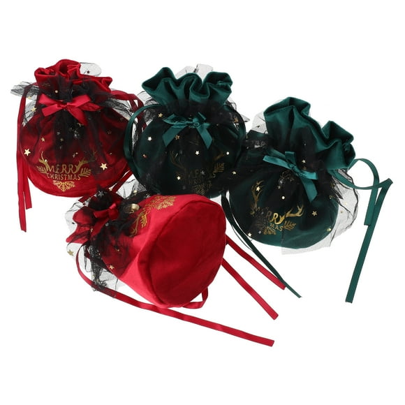 4pcs Beaux Sacs d'Emballage de Cadeau de Noël Sacs de Cadeau de Récipients de Pommes de Noël