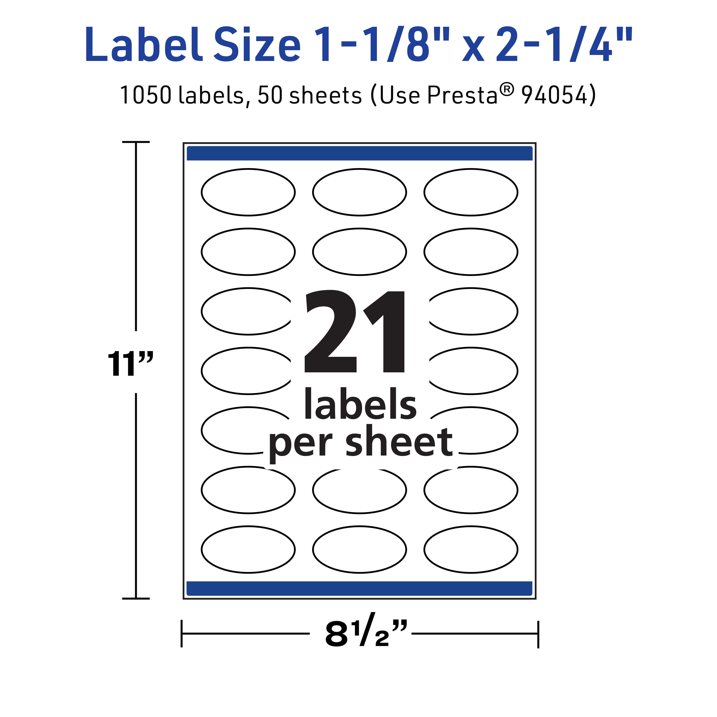 Avery TrueBlock Oval Labels, 1-1/8" x 2-1/4", 1,050ct
