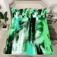 thumbnail image 2 of Manfei Chic Green Geometric Bed Sheets, Modern Abstract Graffiti King Sheets, Vintage Artwork Sheet Set, Microfiber Bedroom Decor, 4 Pieces, 2 of 7