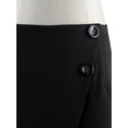 thumbnail image 5 of Womens Junior Short Asymmetrical Tulip Hem Faux Wrap Black Pencil Mini Skirt, 5 of 7