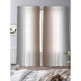 thumbnail image 3 of Gray Brown Semi Sheer Window Curtains 84 Inches Long, Modern Gradient Geometric Rod Pocket Voile Silky Chiffon Curtain Light Filtering Drapes for Living Room, Kitchen, Bedroom, 52"x84", 2 Panels, 3 of 9